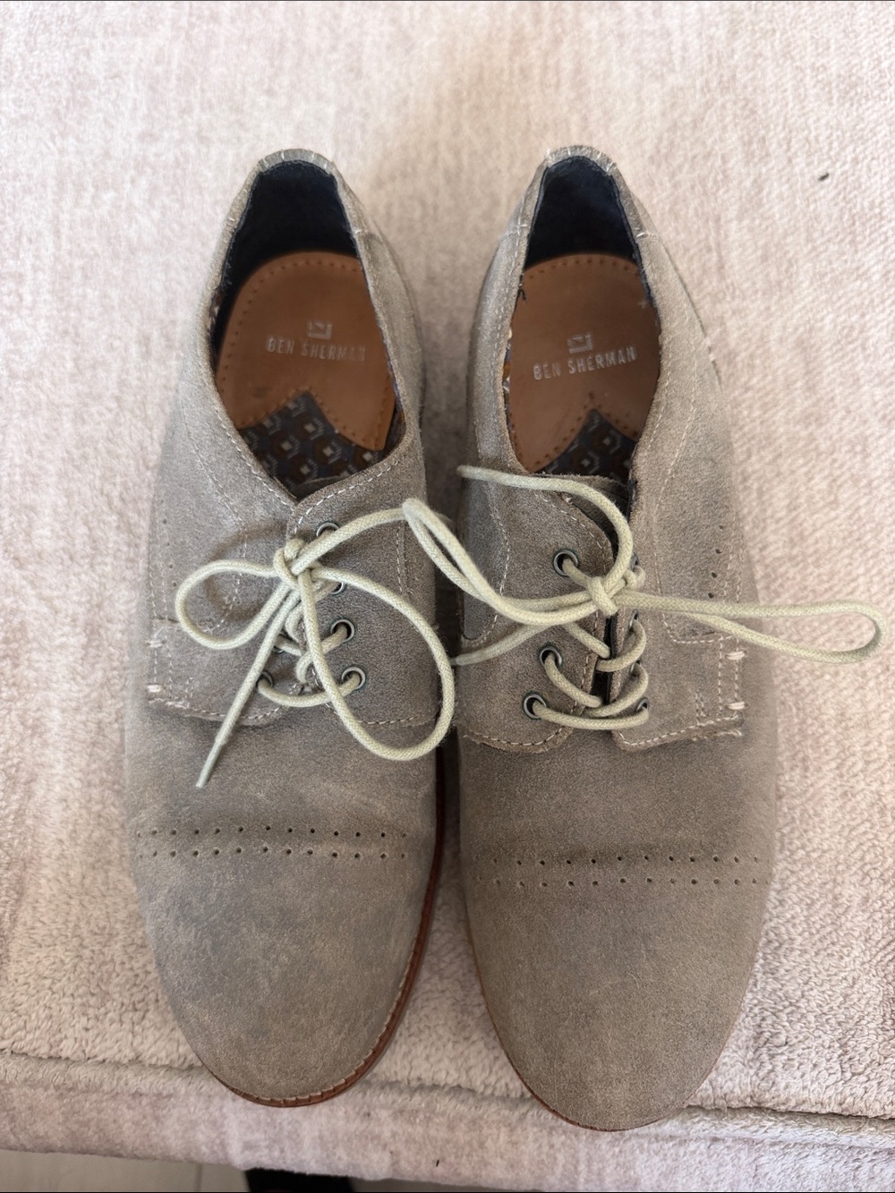 Ben Sherman Men's Suede Lace-Up Oxfords in Light Gray